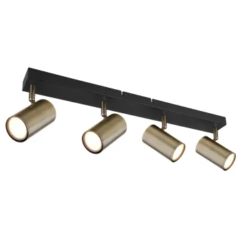 Globo Robby fekete-sárgaréz mennyezeti spotlámpa (GLO-57911-4M) GU10 4 izzós IP20