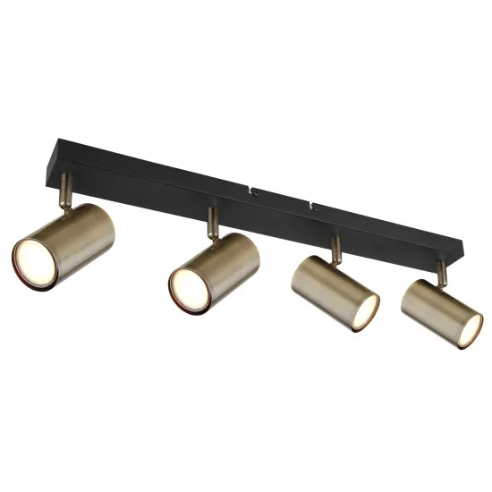 Globo Robby fekete-sárgaréz mennyezeti spotlámpa (GLO-57911-4M) GU10 4 izzós IP20