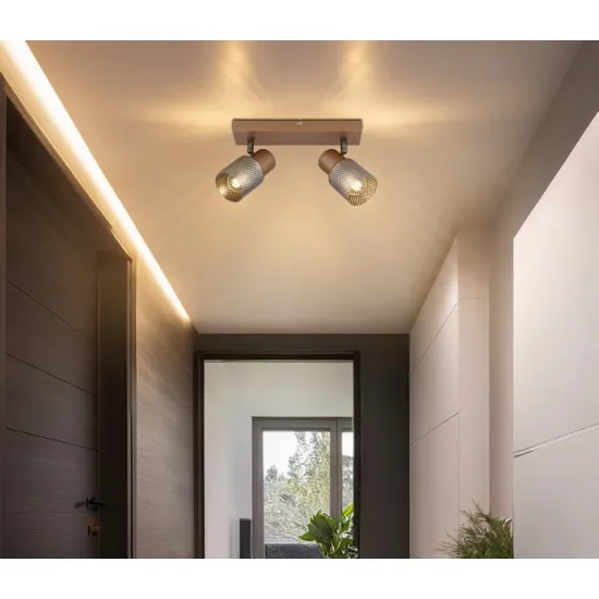 Globo Satella barna-füstszínű mennyezeti spotlámpa (GLO-54314-2) E14 2 izzós IP20