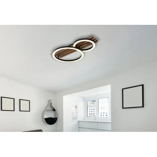 Globo Tisha fekete-barna LED mennyezeti lámpa (GLO-67353D2) LED 1 izzós IP20