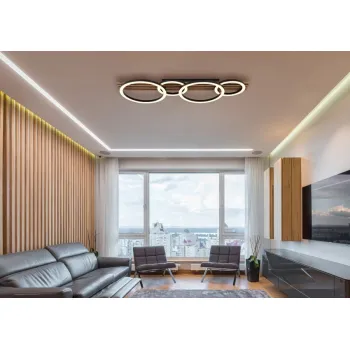 Globo Tisha fekete-barna LED mennyezeti lámpa (GLO-67353D4) LED 1 izzós IP20