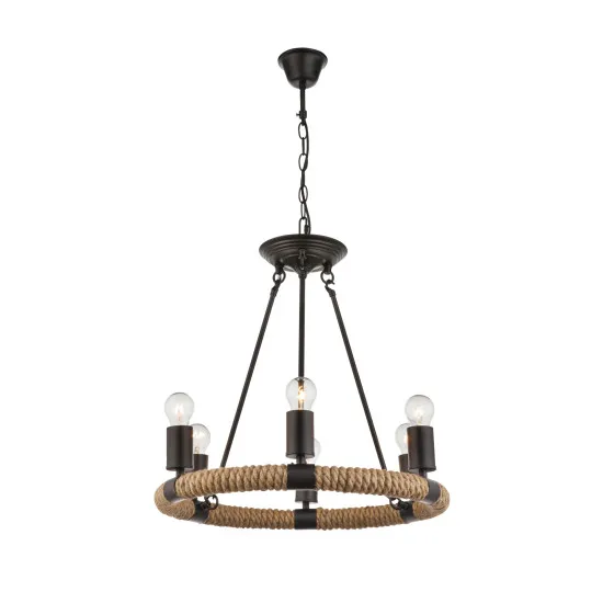 Globo Ulleu fekete-barna függesztett lámpa (GLO-69029-6) E27 6 izzós IP20