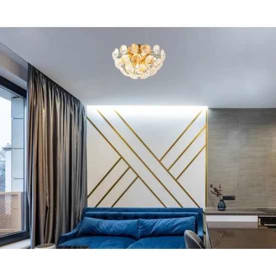 Globo Virina arany-átlátszó kristály mennyezeti lámpa (GLO-16047D) G9 10 izzós IP20