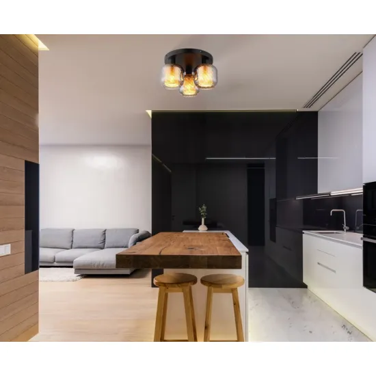 Globo Xia fekete-füstszínű  mennyezeti lámpa (GLO-15754-3D) E27 3 izzós IP20