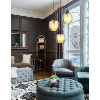 Globo Xia fekete-füstszínű  függesztett lámpa (GLO-15754-3H) E27 3 izzós IP20