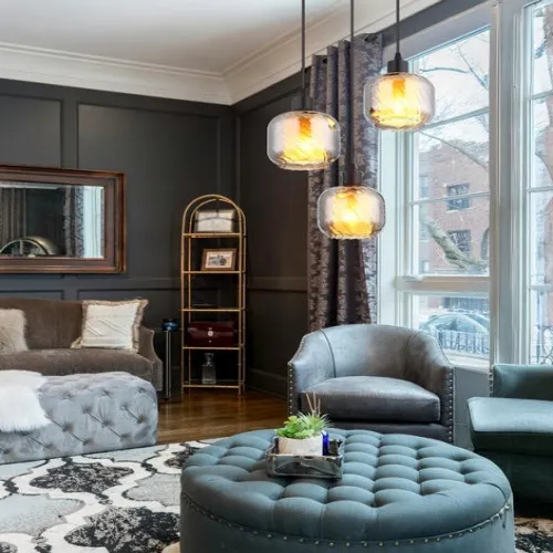 Globo Xia fekete-füstszínű  függesztett lámpa (GLO-15754-3H) E27 3 izzós IP20