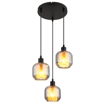 Globo Xia fekete-füstszínű  függesztett lámpa (GLO-15754-3H) E27 3 izzós IP20