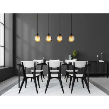 Globo Xia fekete-füstszínű  függesztett lámpa (GLO-15754-4H) E27 4 izzós IP20