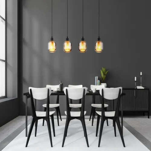 Globo Xia fekete-füstszínű  függesztett lámpa (GLO-15754-4H) E27 4 izzós IP20