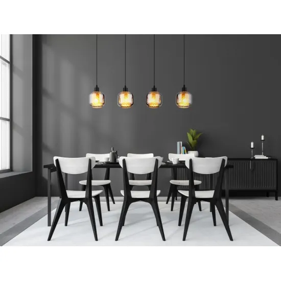 Globo Xia fekete-füstszínű  függesztett lámpa (GLO-15754-4H) E27 4 izzós IP20