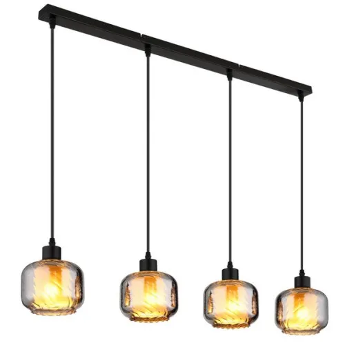 Globo Xia fekete-füstszínű  függesztett lámpa (GLO-15754-4H) E27 4 izzós IP20