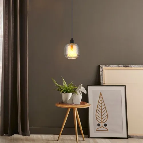 Globo Xia fekete-füstszínű  függesztett lámpa (GLO-15754H) E27 1 izzós IP20