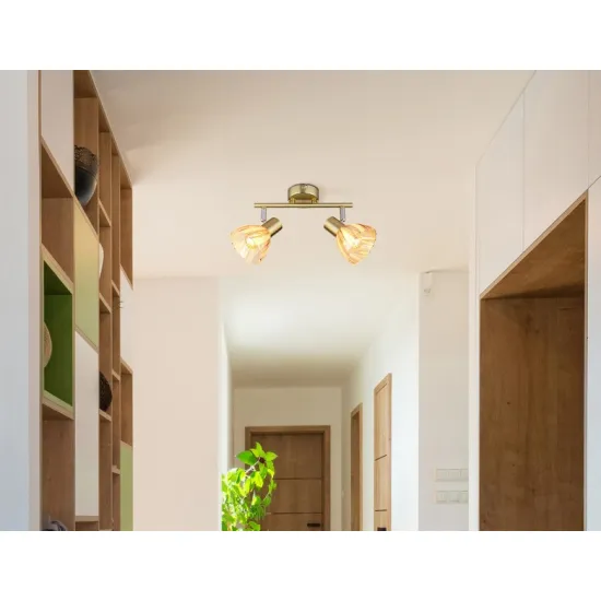 Globo Zachery sárgaréz-borostyán  mennyezeti spotlámpa (GLO-54315M-2) E14 2 izzós IP20