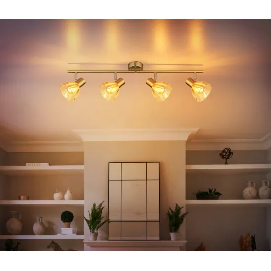 Globo Zachery sárgaréz-borostyán  mennyezeti spotlámpa (GLO-54315M-4) E14 4 izzós IP20