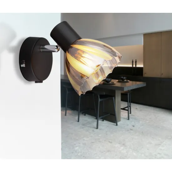 Globo Zachery fekete-füstszínű  fali spotlámpa (GLO-54315S-1) E14 1 izzós IP20