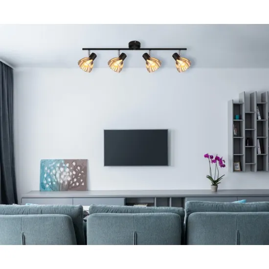 Globo Zachery fekete-füstszínű  mennyezeti spotlámpa (GLO-54315S-4) E14 4 izzós IP20