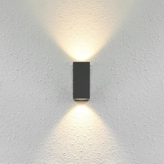 Italux Genta  fekete kültéri fali lámpa (IT-OWL-2198-1SQ) GU10 2 izzós IP54