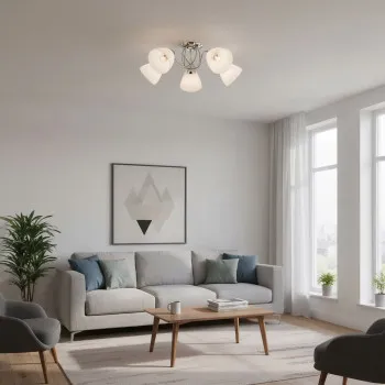 Italux Lugano  króm-fehér csillár (IT-PND-5643-5) E27 5 izzós IP20