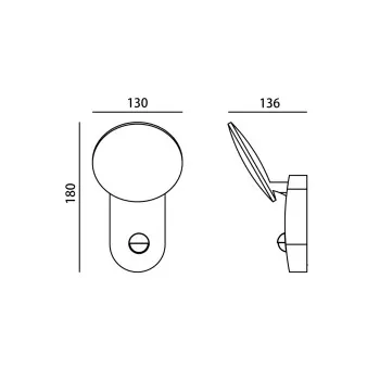 Italux Monti fekete mozgásérzékelős LED kültéri fali lámpa (IT-OWL-6214-S-4K) LED 1 izzós IP54