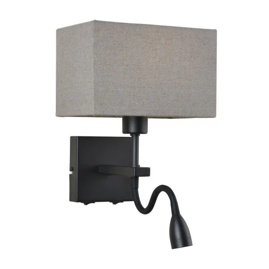 Italux Norte  fekete olvasólámpás LED falikar (IT-WL-1122-2-BL-BM-RC-GR) LED+E27 2 izzós IP20