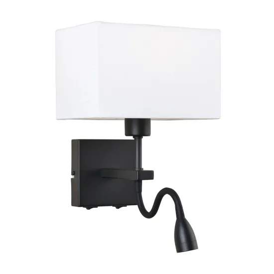 Italux Norte  fekete olvasólámpás LED falikar (IT-WL-1122-2-BL-BM-RC-WH) LED+E27 2 izzós IP20