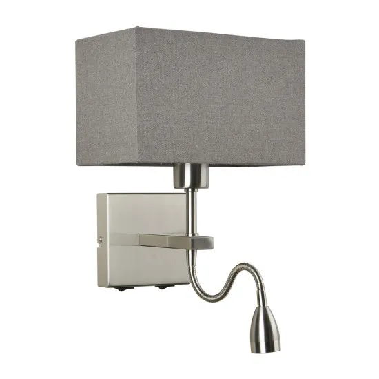 Italux Norte  nikkel olvasólámpás LED falikar (IT-WL-1122-2-BL-SN-RC-GR) LED+E27 2 izzós IP20