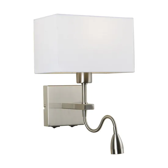 Italux Norte  nikkel olvasólámpás LED falikar (IT-WL-1122-2-BL-SN-RC-WH) LED+E27 2 izzós IP20