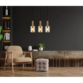 Italux Sardo  sárgaréz függesztett lámpa (IT-PND-5581-3-BRO+AMB) E27 3 izzós IP20