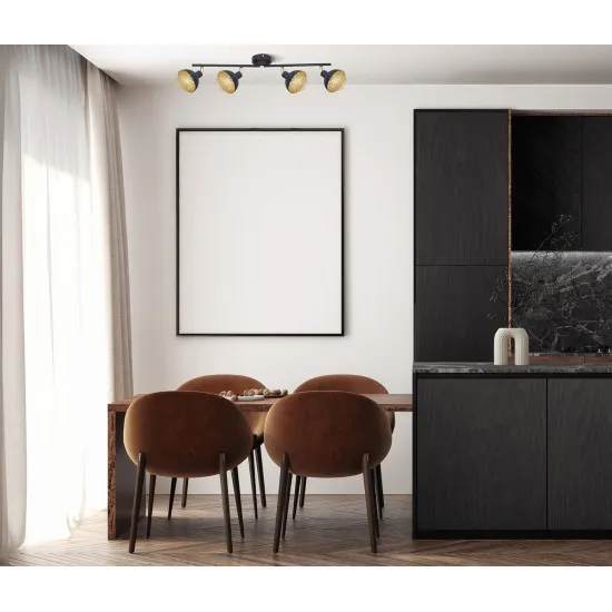 Italux Savio  fekete-arany mennyezeti spotlámpa (IT-SPL-27357-4-BK-GD) E14 4 izzós IP20