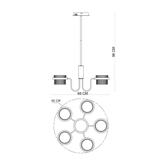 Italux Tiara  arany LED csillár (IT-PND-77362-5-40W-GD) LED 1 izzós IP20