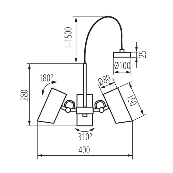 Kanlux Agzar C fekete függesztett lámpa (KAN-36252) E14 3 izzós IP20
