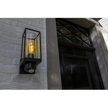 Lutec Flair matt fekete mozgásérzékelős kültéri falikar (LUT-5288811012) E27 1 izzós IP44