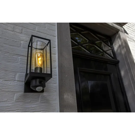 Lutec Flair matt fekete mozgásérzékelős kültéri falikar (LUT-5288811012) E27 1 izzós IP44