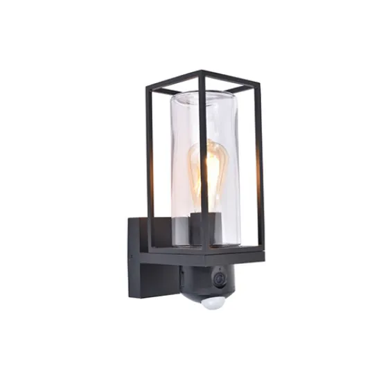 Lutec Flair matt fekete mozgásérzékelős kültéri falikar (LUT-5288811012) E27 1 izzós IP44