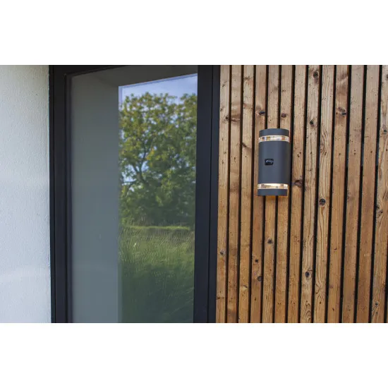 Lutec Focus sötétszürke mozgásérzékelős kültéri falikar (LUT-5604014118) GU10 2 izzós IP44