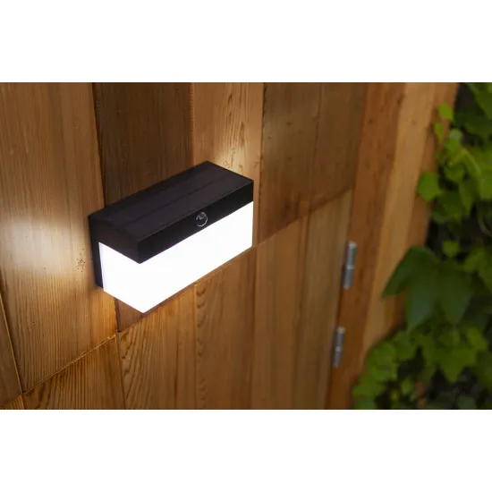 Lutec Fran matt fekete napelemes LED kültéri fali lámpa (LUT-6941502330) LED 1 izzós IP44