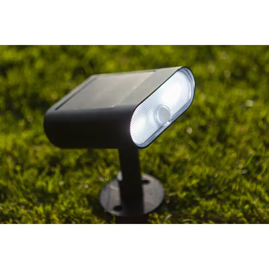 Lutec Ginbo matt fekete napelemes LED kültéri fali/leszúrható lámpa (LUT-6938405330) LED 1 izzós IP44