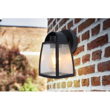 Lutec Kelsey matt fekete-vízcseppes kültéri falikar (LUT-5273701012) E27 1 izzós IP44