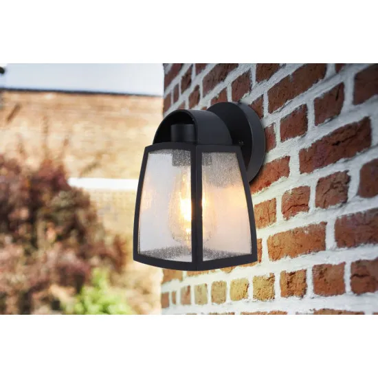 Lutec Kelsey matt fekete-vízcseppes kültéri falikar (LUT-5273701012) E27 1 izzós IP44