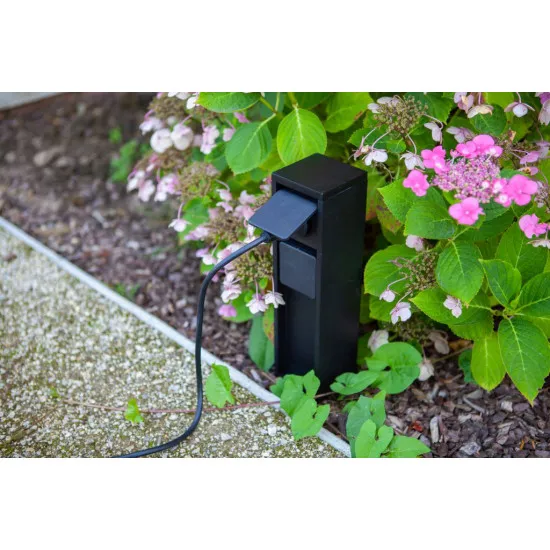 Lutec Mains matt fekete kültéri csatlakozó oszlop (LUT-9702202012)   IP54