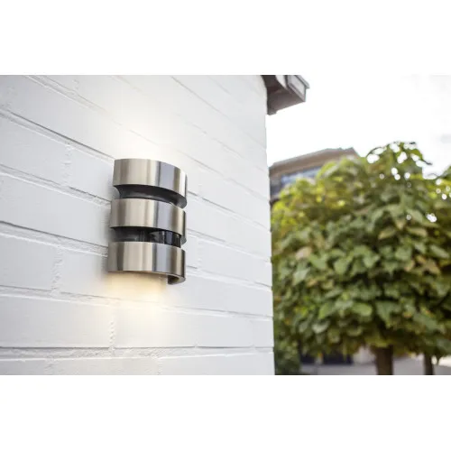 Lutec Maya acélszínű mozgásérzékelős LED kültéri fali lámpa (LUT-5198401001) LED 1 izzós IP44