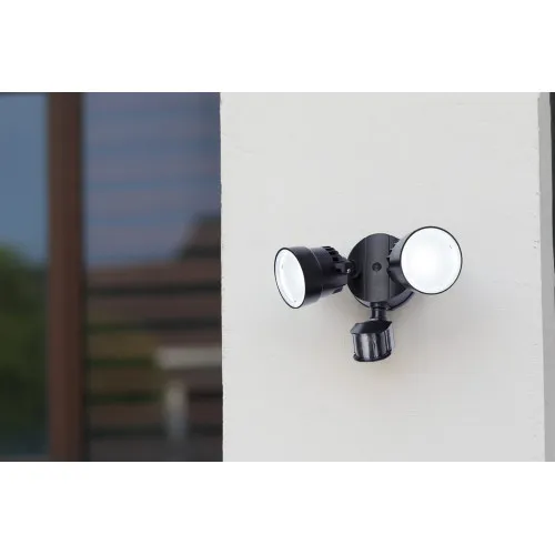 Lutec Shrimp matt fekete mozgásérzékelős LED kültéri fali lámpa (LUT-7622104330) LED 2 izzós IP54