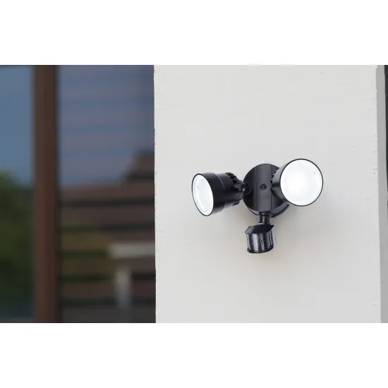Lutec Shrimp matt fekete mozgásérzékelős LED kültéri fali lámpa (LUT-7622104330) LED 2 izzós IP54