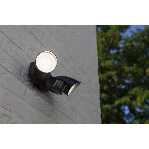 Lutec Shrimp matt fekete mozgásérzékelős LED kültéri fali lámpa (LUT-7622222012) LED 2 izzós IP54