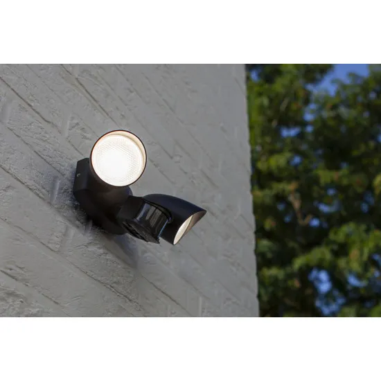 Lutec Shrimp matt fekete mozgásérzékelős LED kültéri fali lámpa (LUT-7622222012) LED 2 izzós IP54