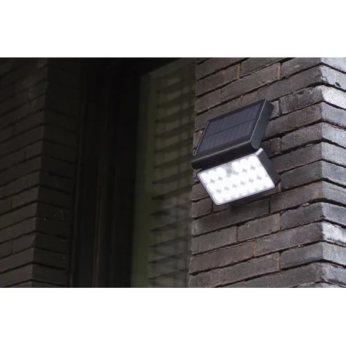 Lutec Tuda matt fekete napelemes LED kültéri fali lámpa (LUT-6935501330) LED 1 izzós IP44