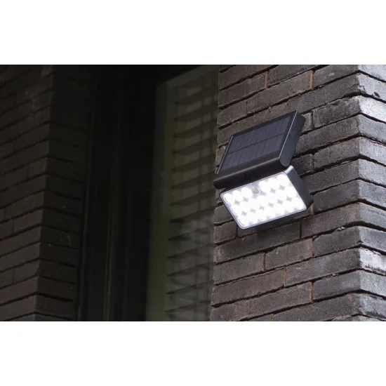 Lutec Tuda matt fekete napelemes LED kültéri fali lámpa (LUT-6935501330) LED 1 izzós IP44