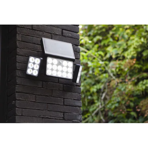 Lutec Tuda matt fekete napelemes LED kültéri fali lámpa (LUT-6935502330) LED 3 izzós IP44