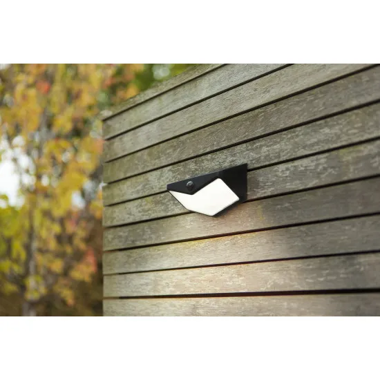 Lutec Wings matt fekete napelemes LED kültéri fali lámpa (LUT-6915101330) LED 1 izzós IP44