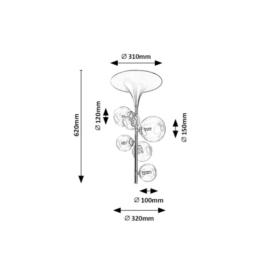 Rábalux Aslov arany mennyezeti lámpa (RAB-71298) G9 6 izzós IP20